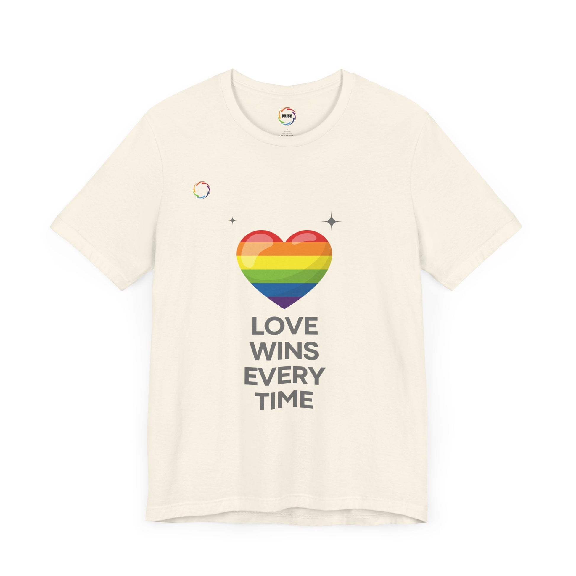 Rainbow Heart Graphic Tee - Love Wins Every Time