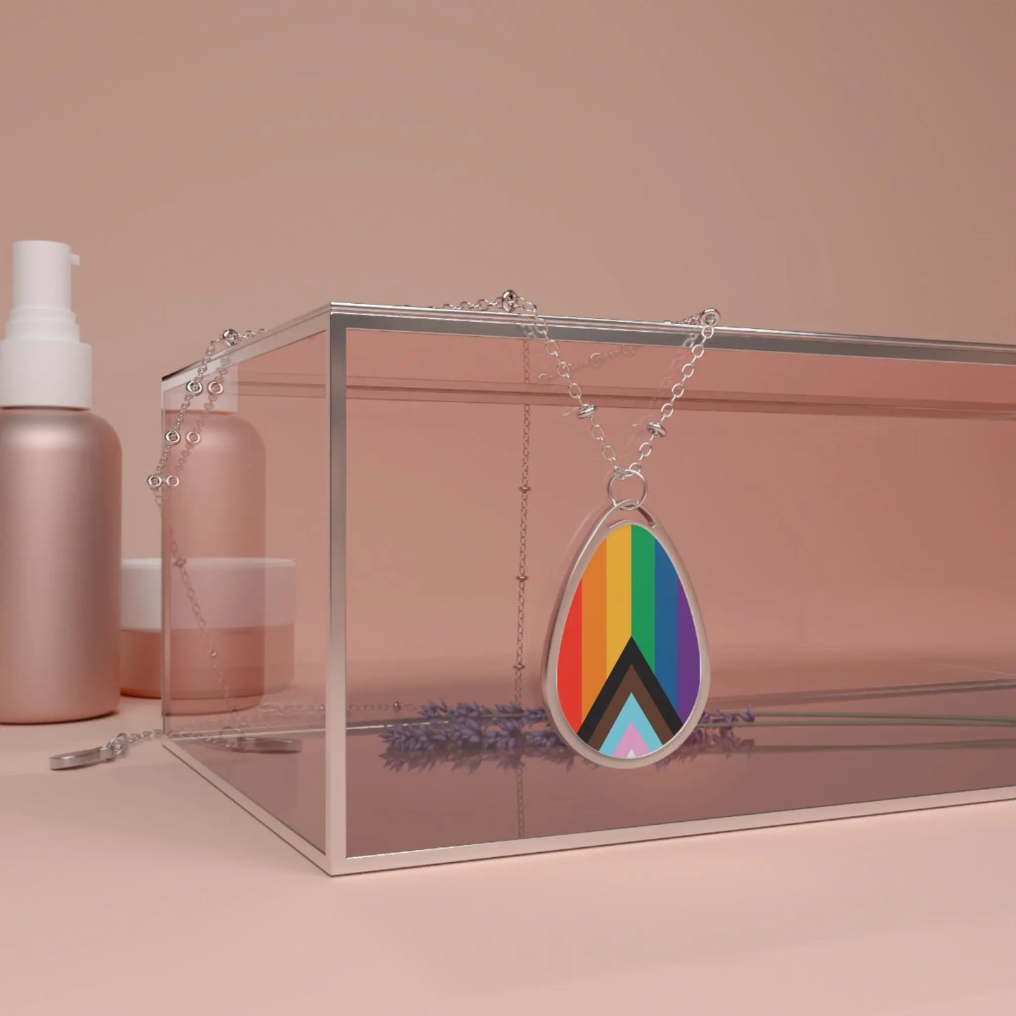 PRIDE Flag Teardrop Necklace Printify