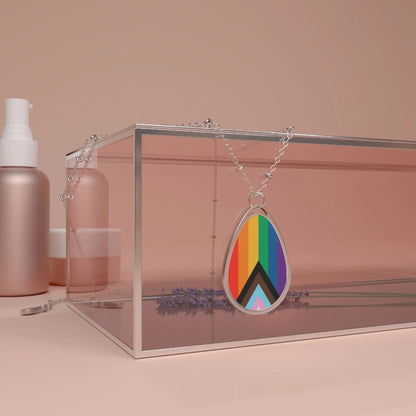 PRIDE Flag Teardrop Necklace Printify