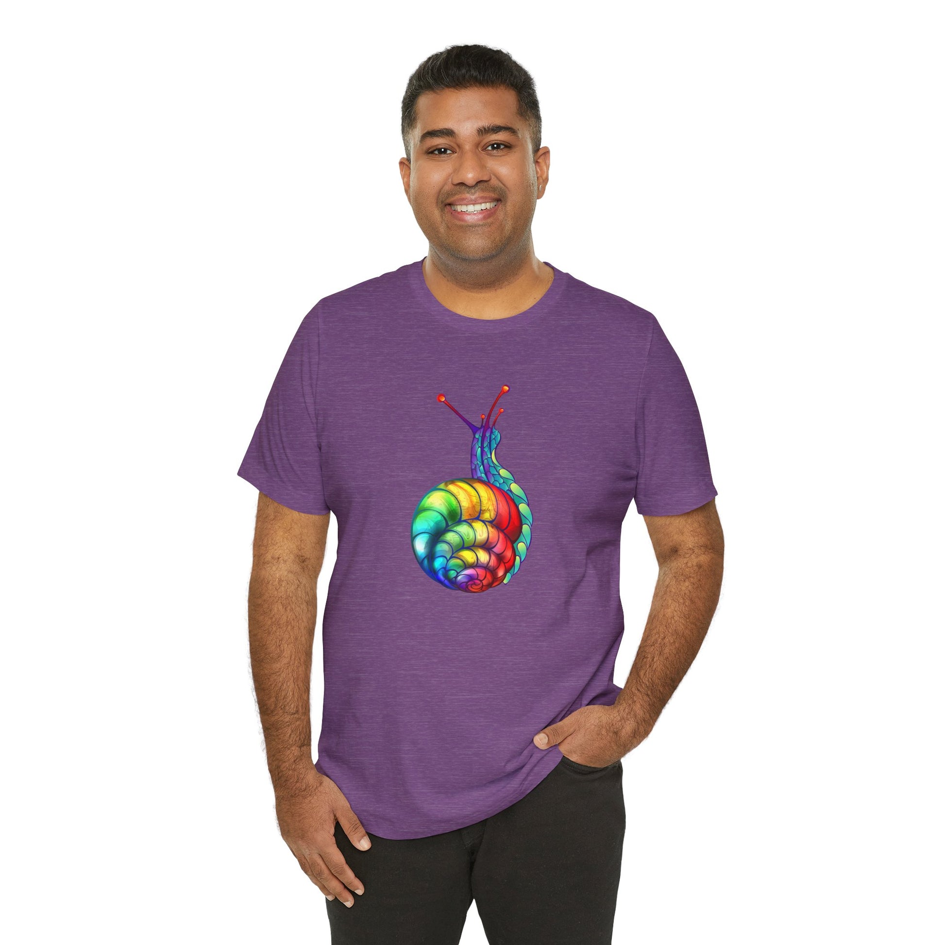 Rainbow Snail Unisex Jersey Tee - Colorful Short Sleeve Shirt