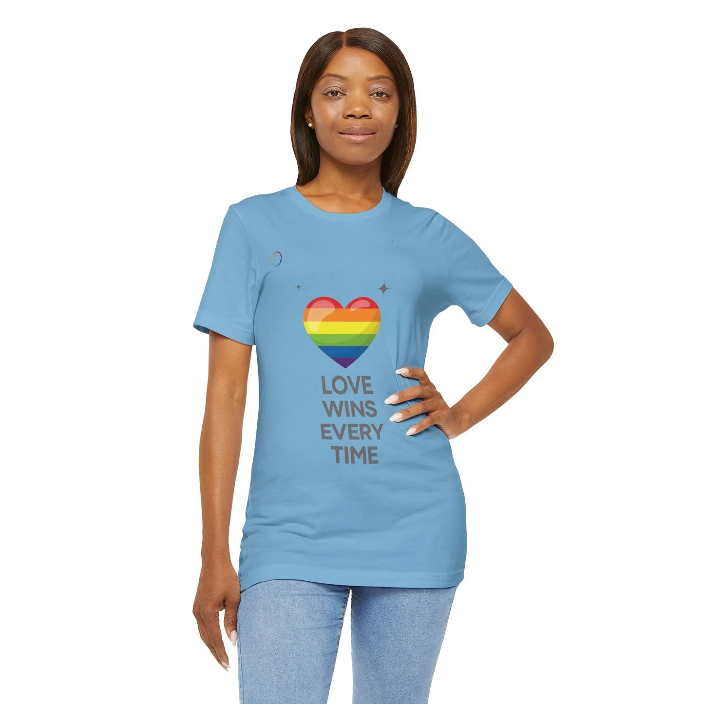 Rainbow Heart Graphic Tee - Love Wins Every Time Printify