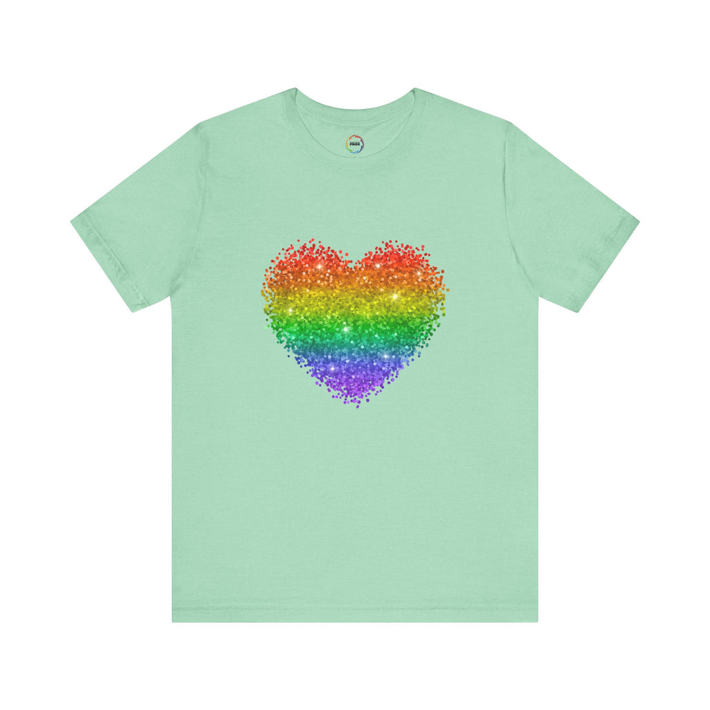 Glitter Rainbow Heart Tee for LGBTQ community