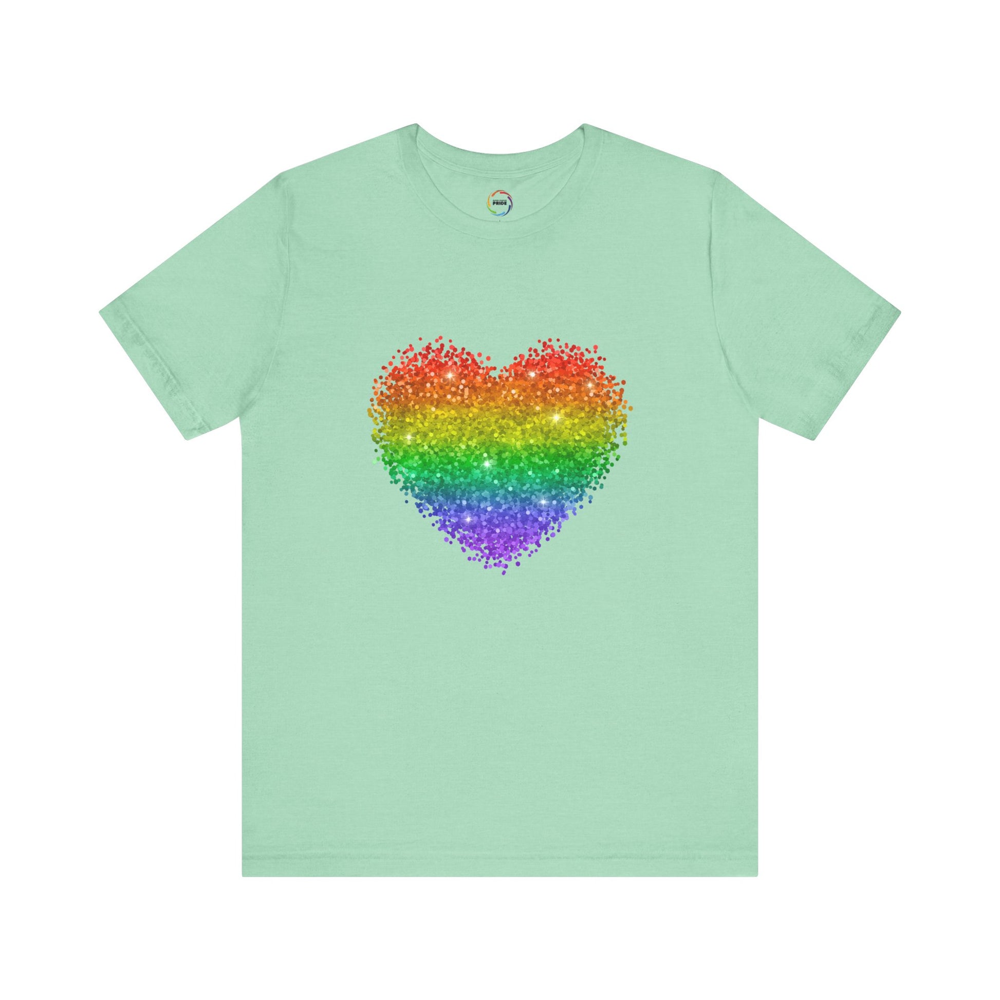 Glitter Rainbow Heart Tee for LGBTQ community
