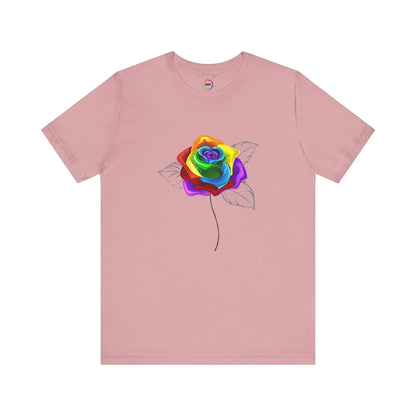 Rainbow Rose Unisex Jersey Tee - Vibrant Floral Design for PRIDE & Everyday Wear Printify