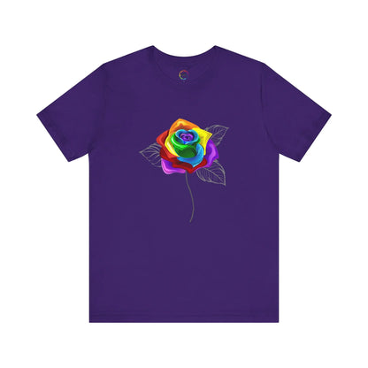 Rainbow Rose Unisex Jersey Tee - Vibrant Floral Design for PRIDE & Everyday Wear Printify