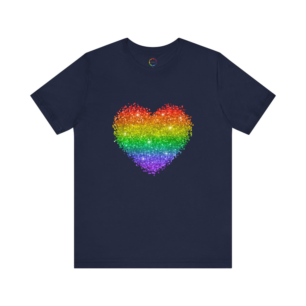 Glitter Rainbow Heart Tee for LGBTQ community