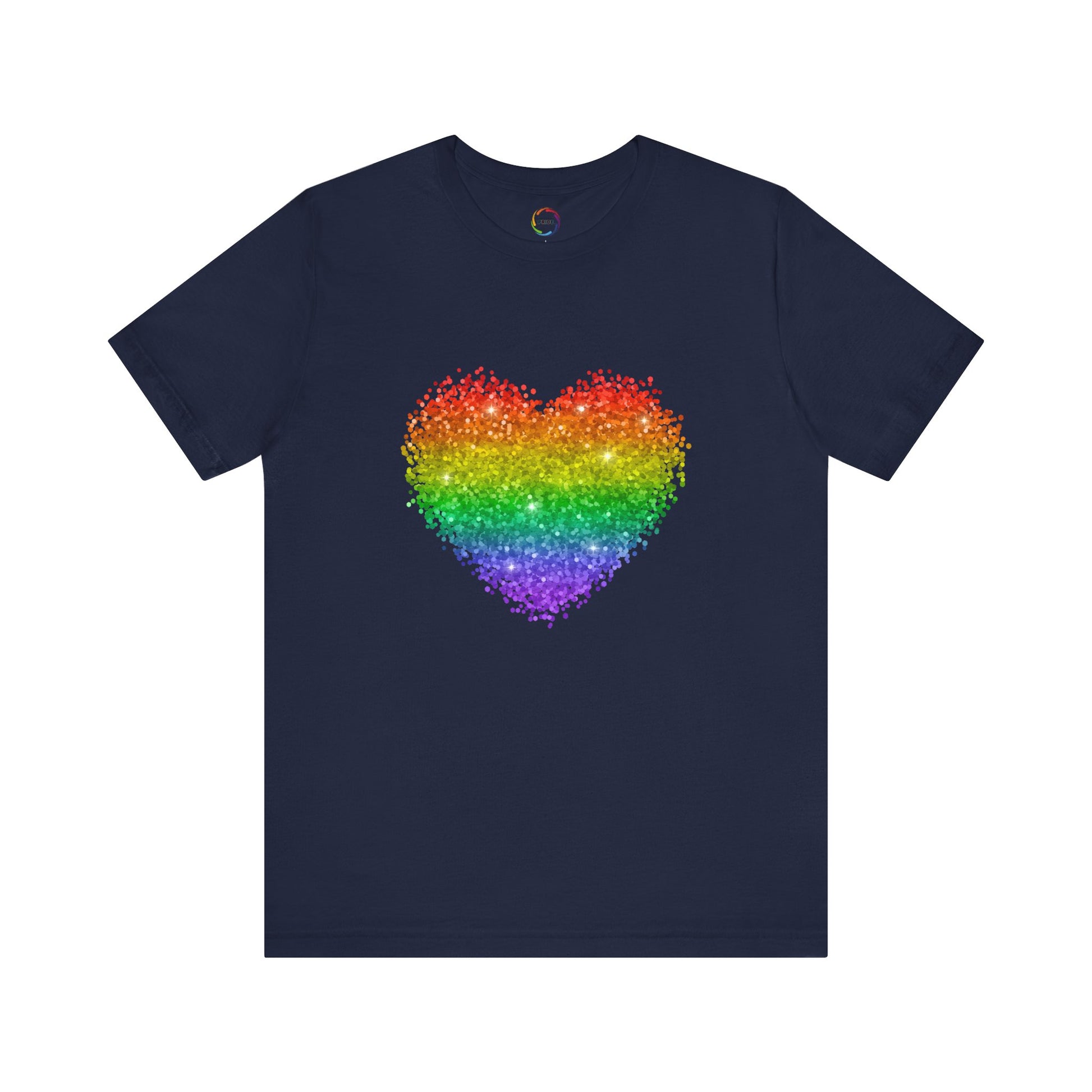 Glitter Rainbow Heart Tee for LGBTQ community