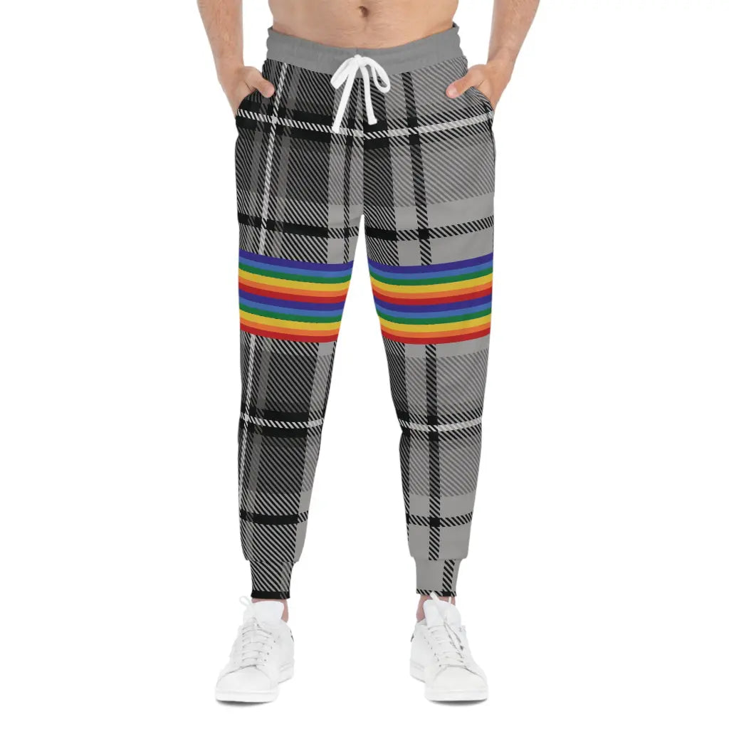 Trendy PRIDE Plaid Athletic Joggers - Unisex Activewear Printify