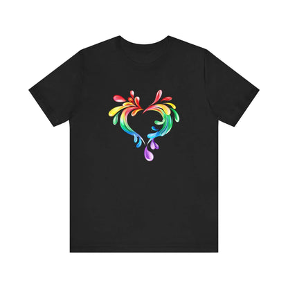 Rainbow Heart Unisex Short Sleeve Tee - PRIDE & Love Design Printify