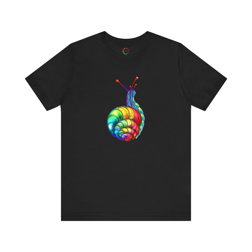 Rainbow Snail Unisex Jersey Tee - Colorful Short Sleeve Shirt