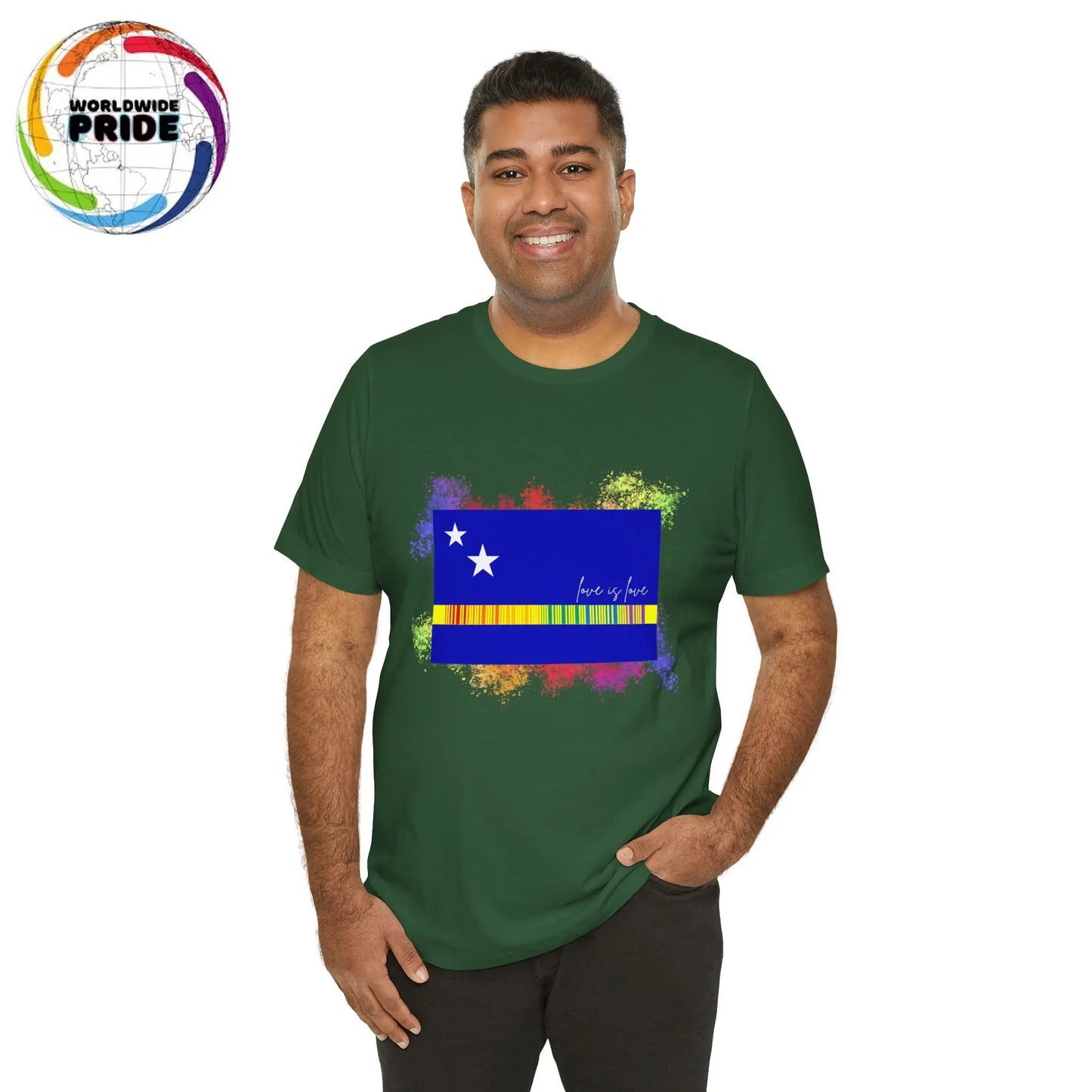 Curaçao Flag PRIDE Tee - Love is Love Unisex Tee Printify