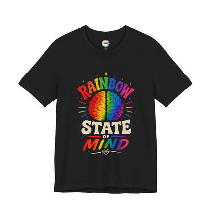 Rainbow State of Mind T‑Shirt — Colorful Brain Pride Graphic Tee Printify