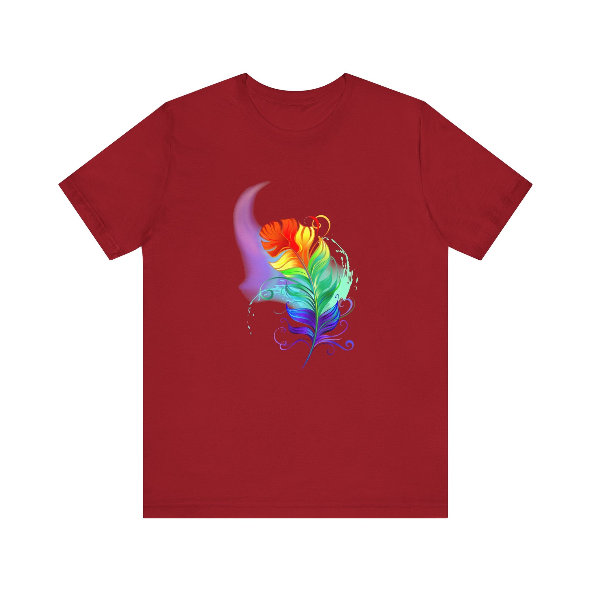 Colorful Feather Unisex T-Shirt - Vibrant Artwork for PRIDE and Self-Expression