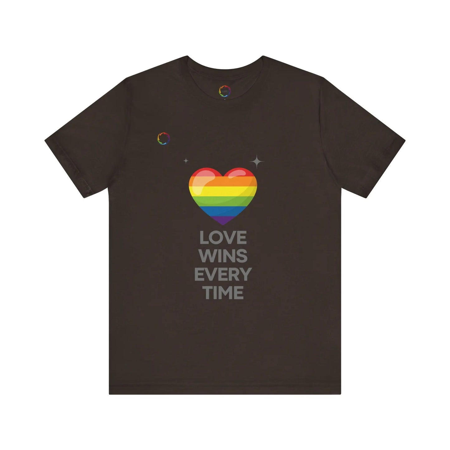 Rainbow Heart Graphic Tee - Love Wins Every Time Printify