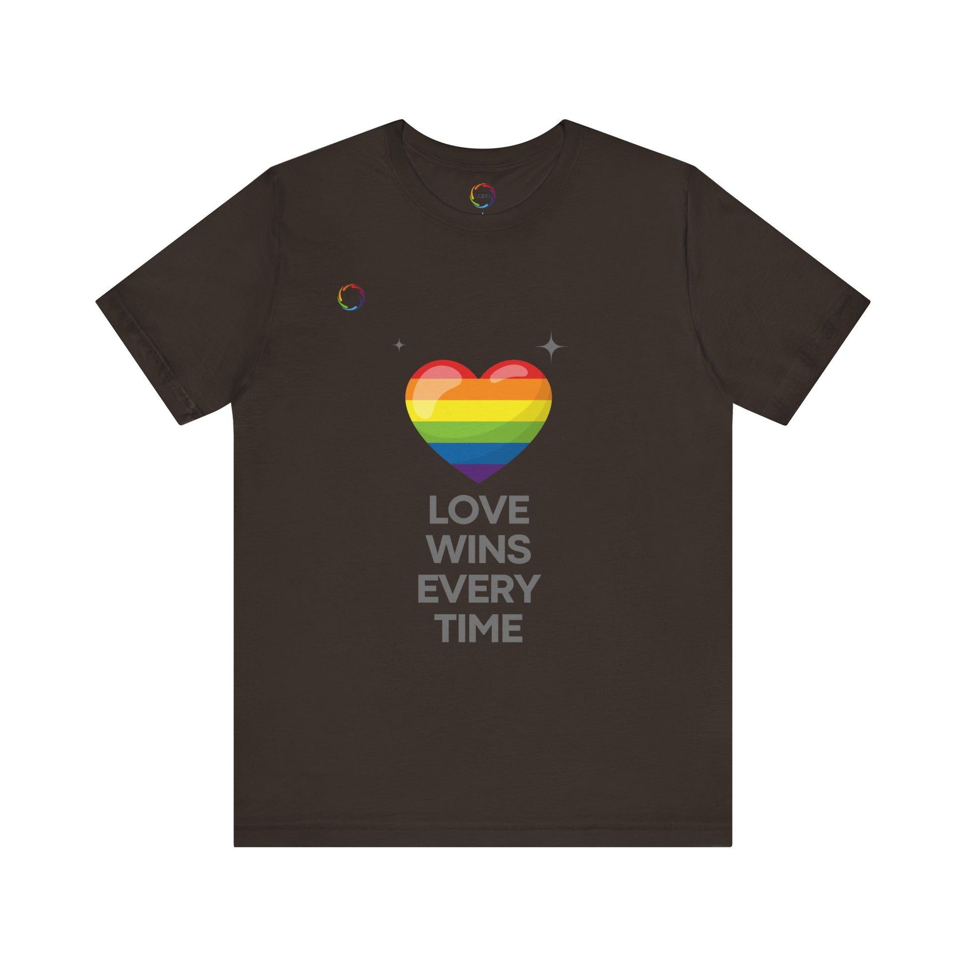 Rainbow Heart Graphic Tee - Love Wins Every Time