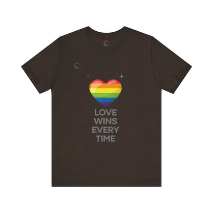 Rainbow Heart Graphic Tee - Love Wins Every Time Printify