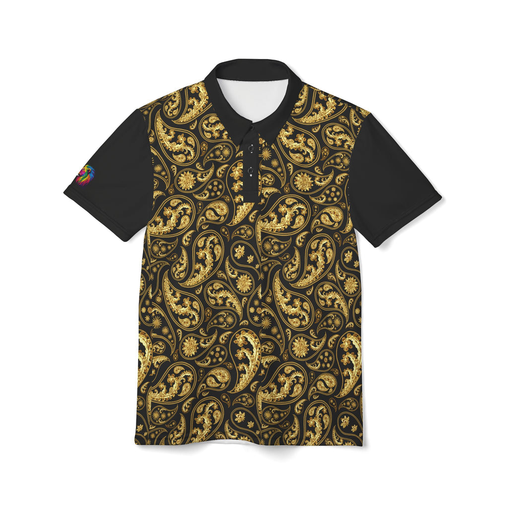 Elegant Gold Paisley Unisex Polo Shirt - Stylish and Comfortable