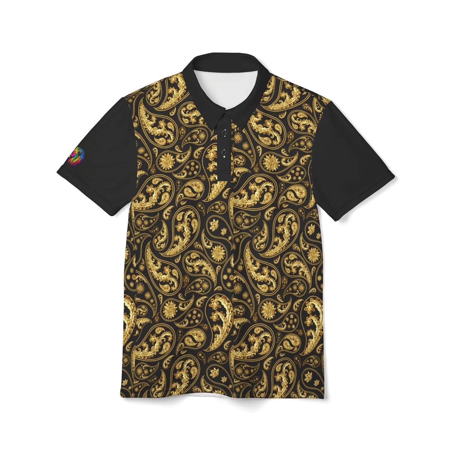 Elegant Gold Paisley Unisex Polo Shirt - Stylish and Comfortable Printify