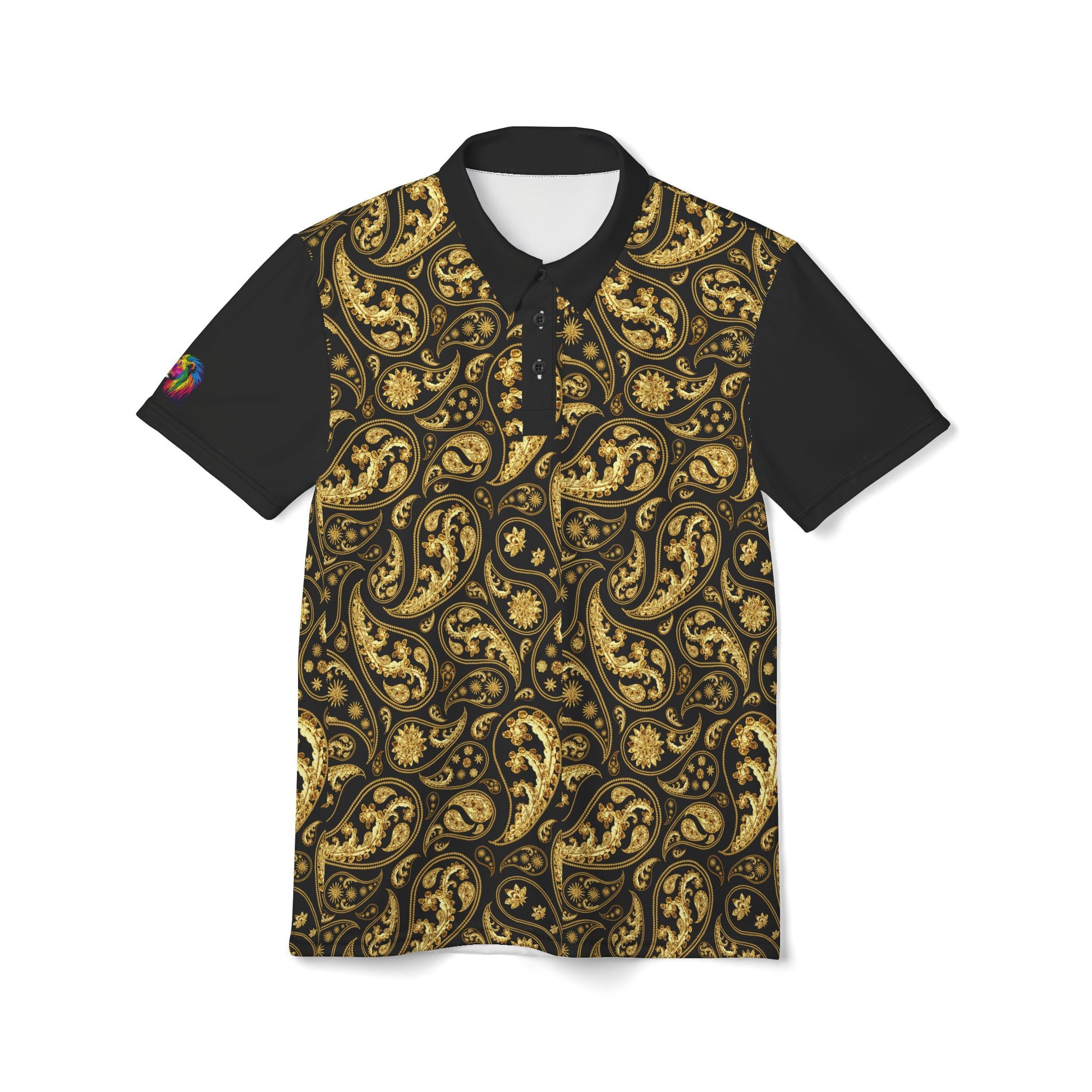 Elegant Gold Paisley Unisex Polo Shirt - Stylish and Comfortable