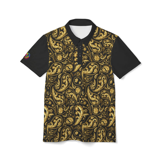 Elegant Gold Paisley Unisex Polo Shirt - Stylish and Comfortable Printify