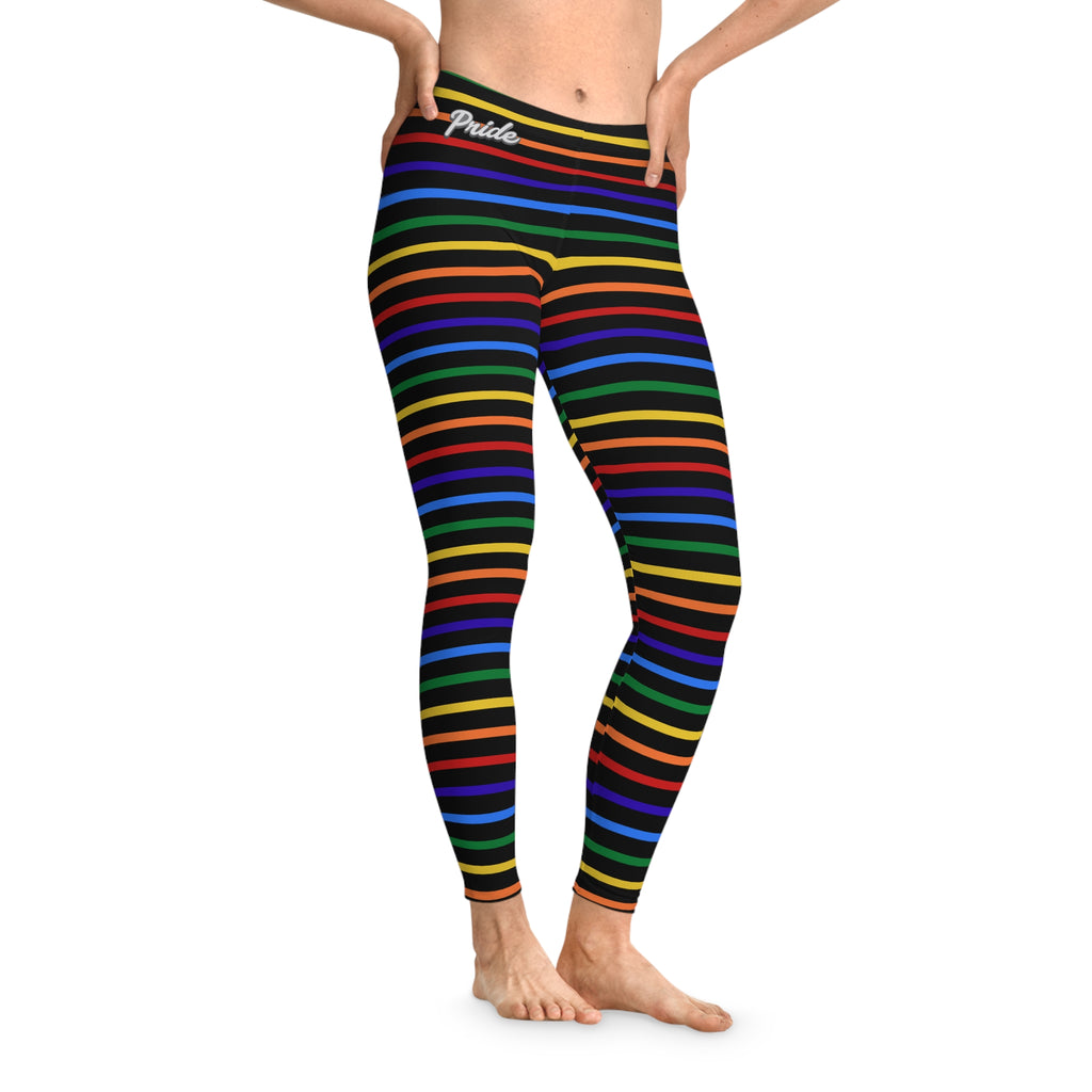 Rainbow Striped Stretchy Leggings for the LGBTQ community