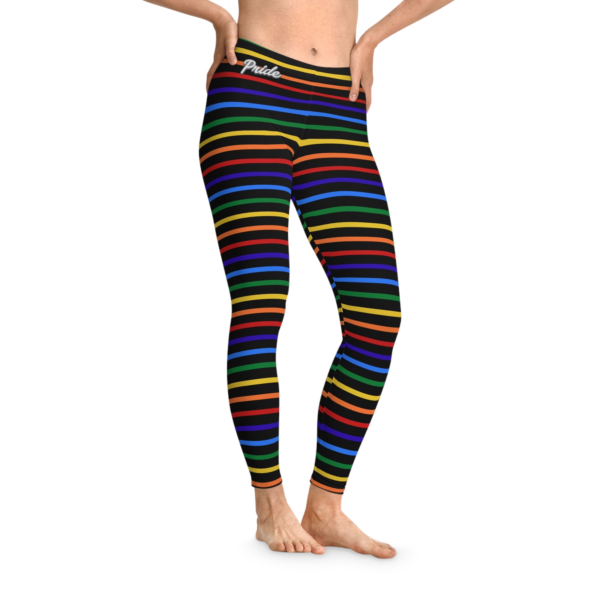 Rainbow Striped Stretchy Leggings for the LGBTQ community