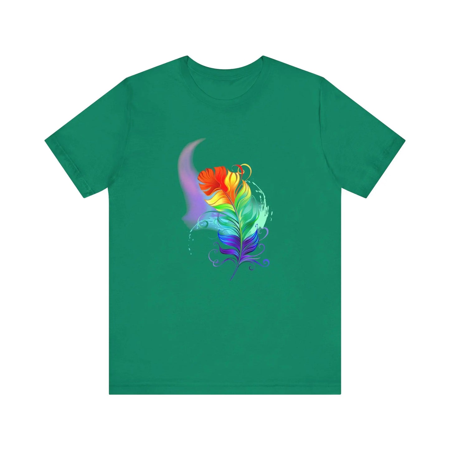 Colorful Feather Unisex T-Shirt - Vibrant Artwork for PRIDE and Self-Expression Printify
