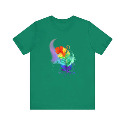 Colorful Feather Unisex T-Shirt - Vibrant Artwork for PRIDE and Self-Expression Printify