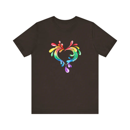 Rainbow Heart Unisex Short Sleeve Tee - PRIDE & Love Design Printify