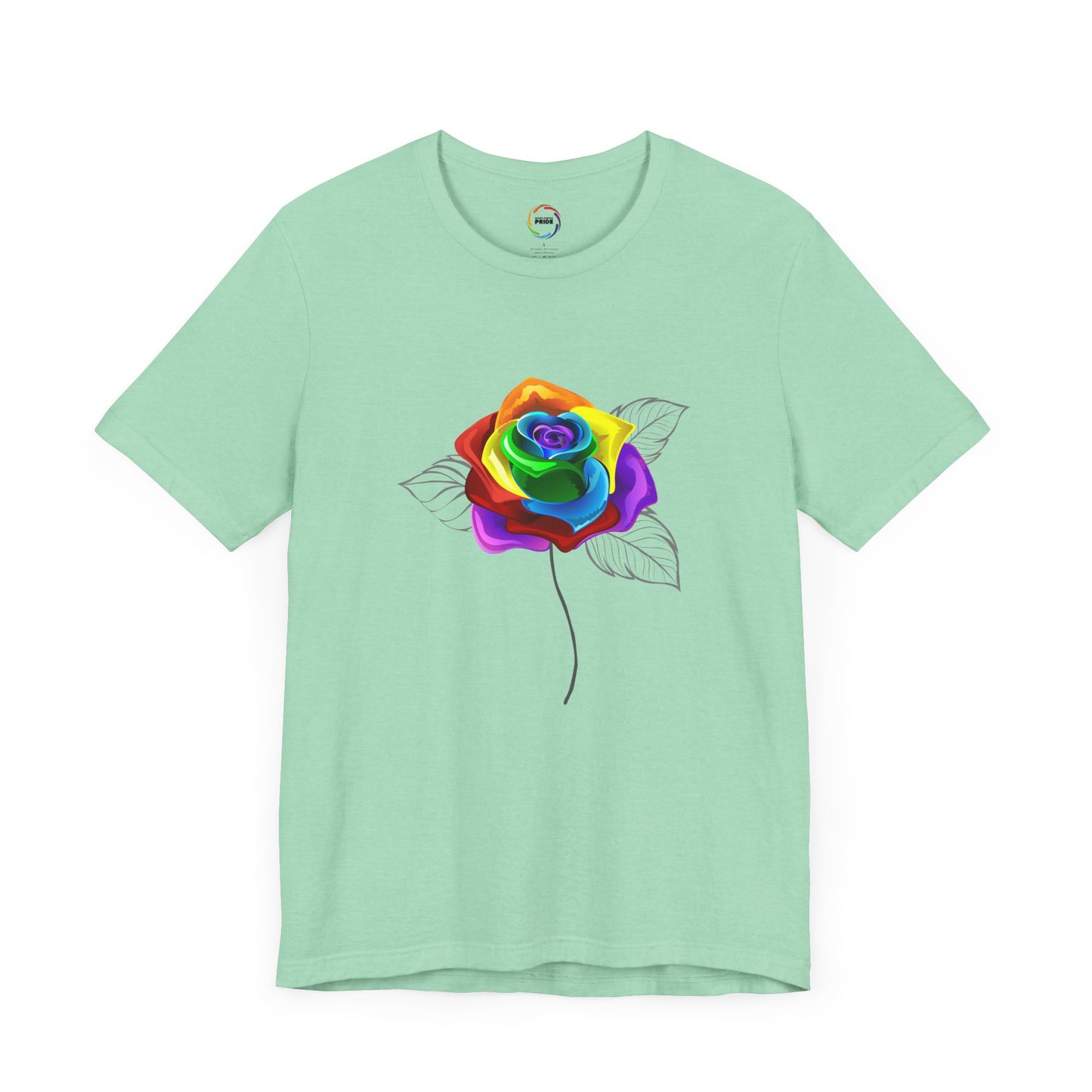 Rainbow Rose Unisex Jersey Tee - Vibrant Floral Design for PRIDE & Everyday Wear