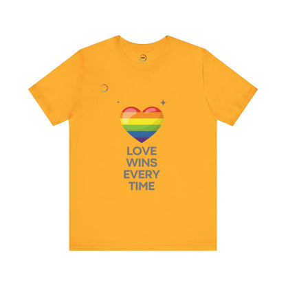 Rainbow Heart Graphic Tee - Love Wins Every Time Printify