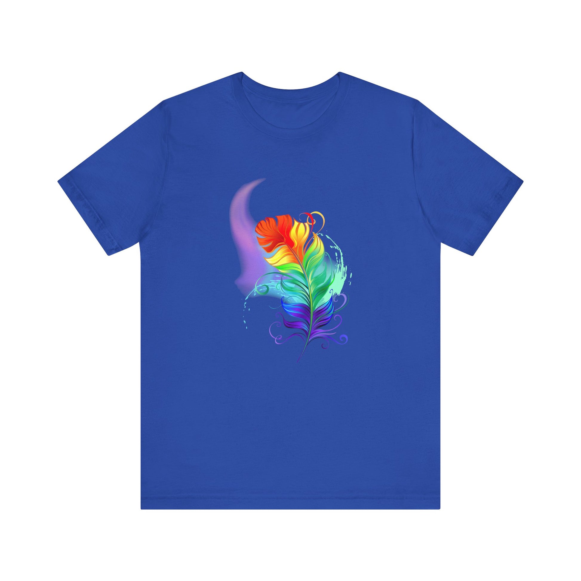 Colorful Feather Unisex T-Shirt - Vibrant Artwork for PRIDE and Self-Expression