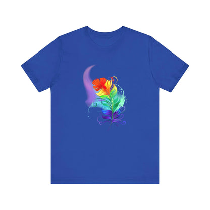 Colorful Feather Unisex T-Shirt - Vibrant Artwork for PRIDE and Self-Expression Printify