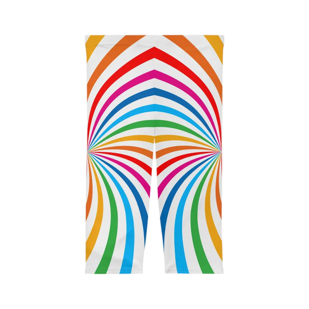 Vibrant PRIDE Women’s Capri Leggings - Colorful Spirals for Celebration & Comfort Printify