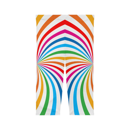 Vibrant PRIDE Women’s Capri Leggings - Colorful Spirals for Celebration & Comfort Printify