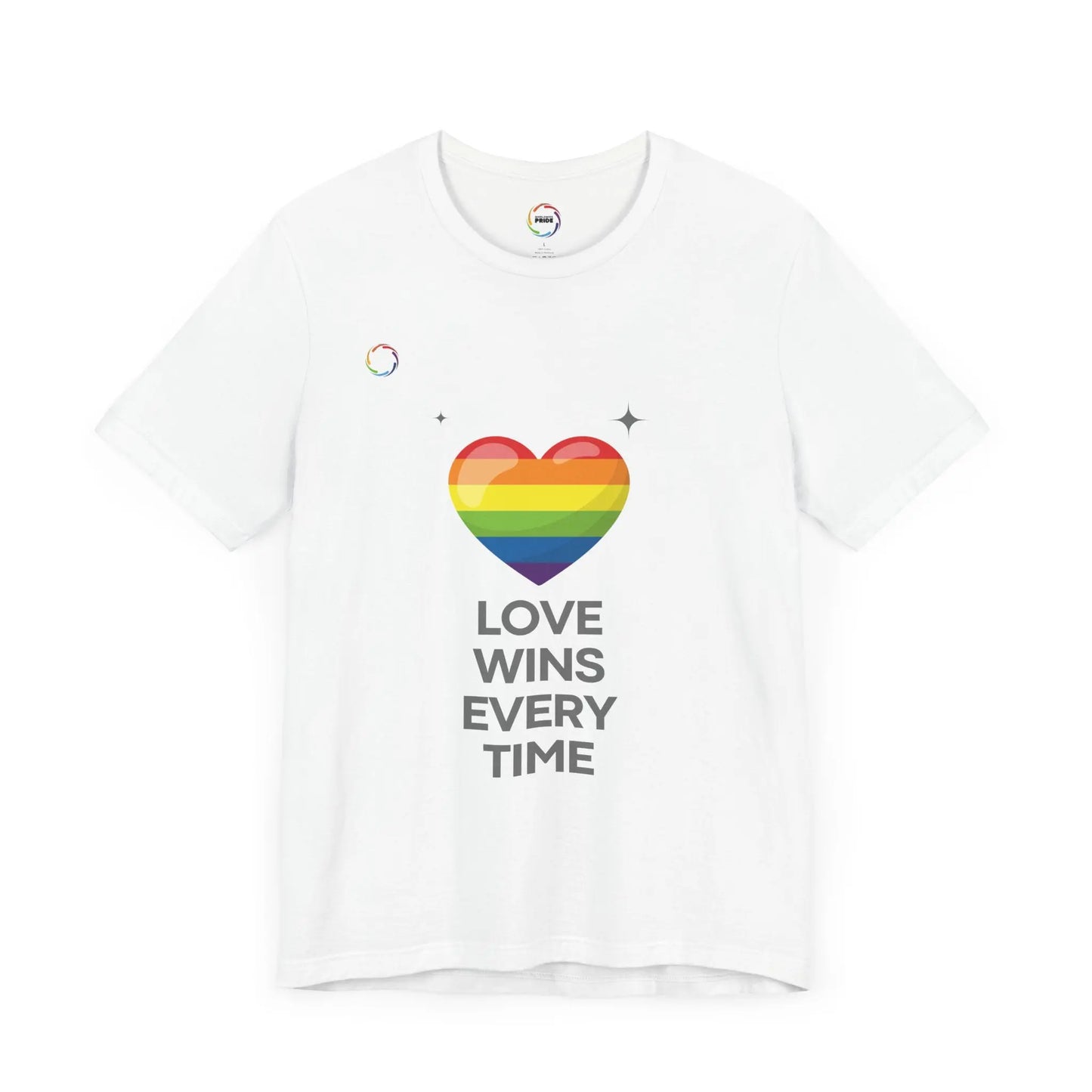 Rainbow Heart Graphic Tee - Love Wins Every Time Printify