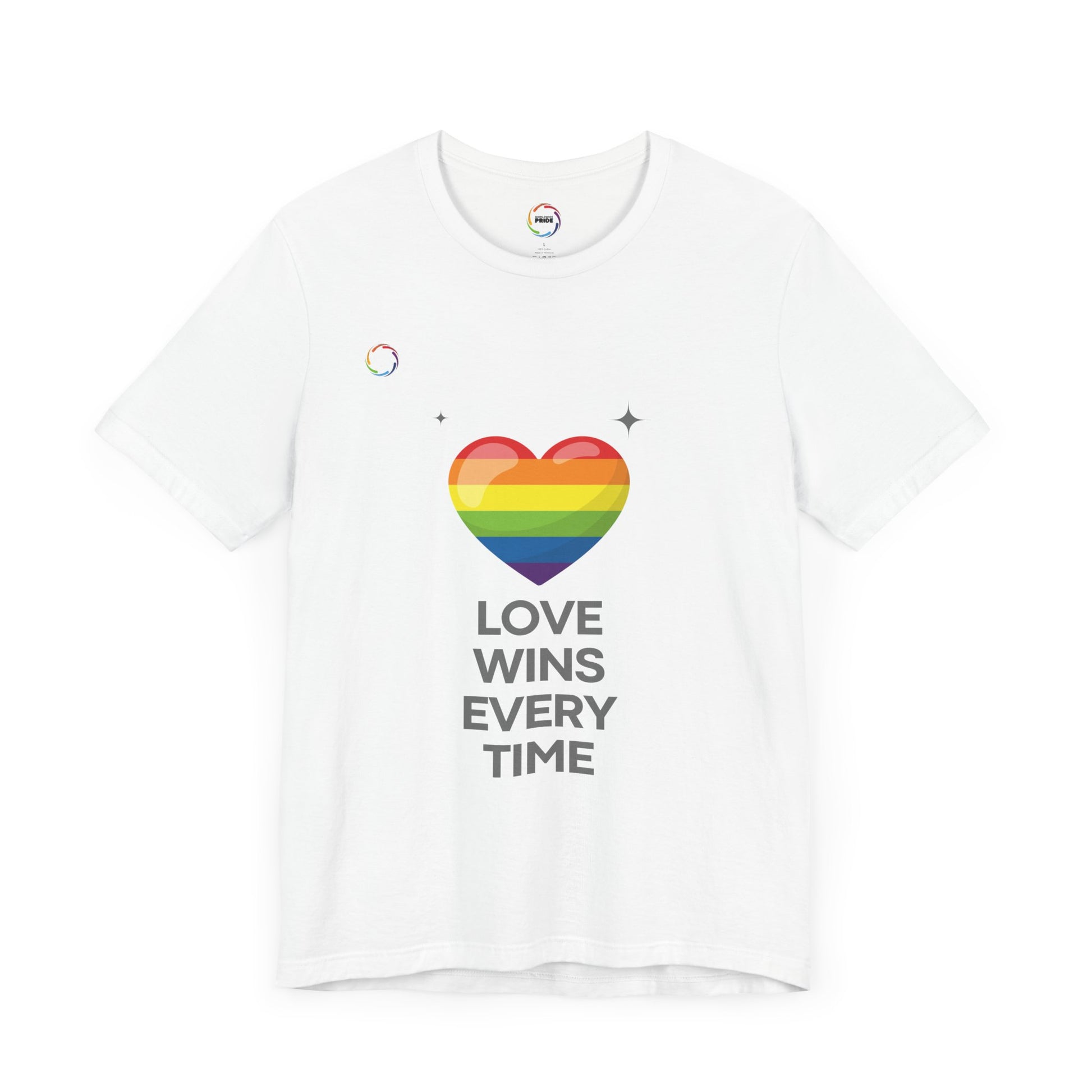 Rainbow Heart Graphic Tee - Love Wins Every Time