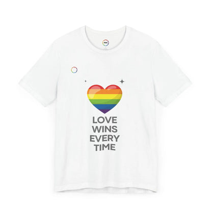Rainbow Heart Graphic Tee - Love Wins Every Time Printify