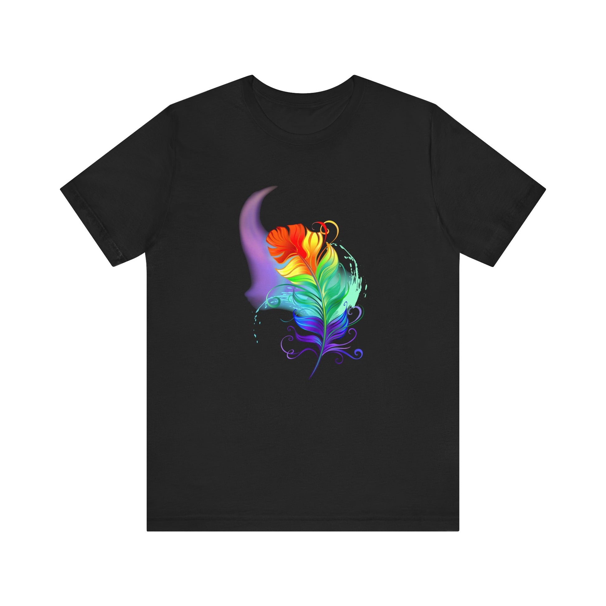 Colorful Feather Unisex T-Shirt - Vibrant Artwork for PRIDE and Self-Expression