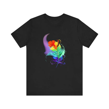 Colorful Feather Unisex T-Shirt - Vibrant Artwork for PRIDE and Self-Expression Printify