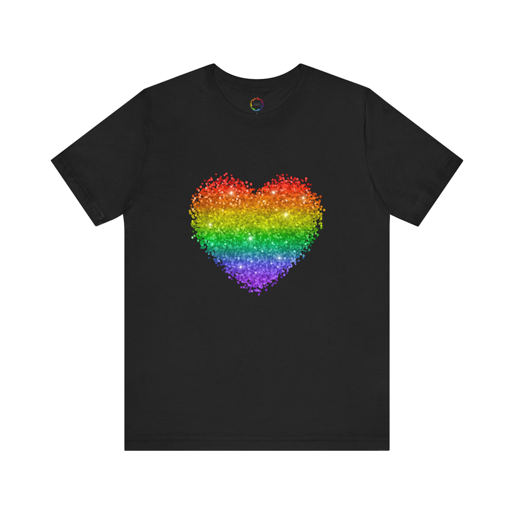 Glitter Rainbow Heart Tee for LGBTQ community
