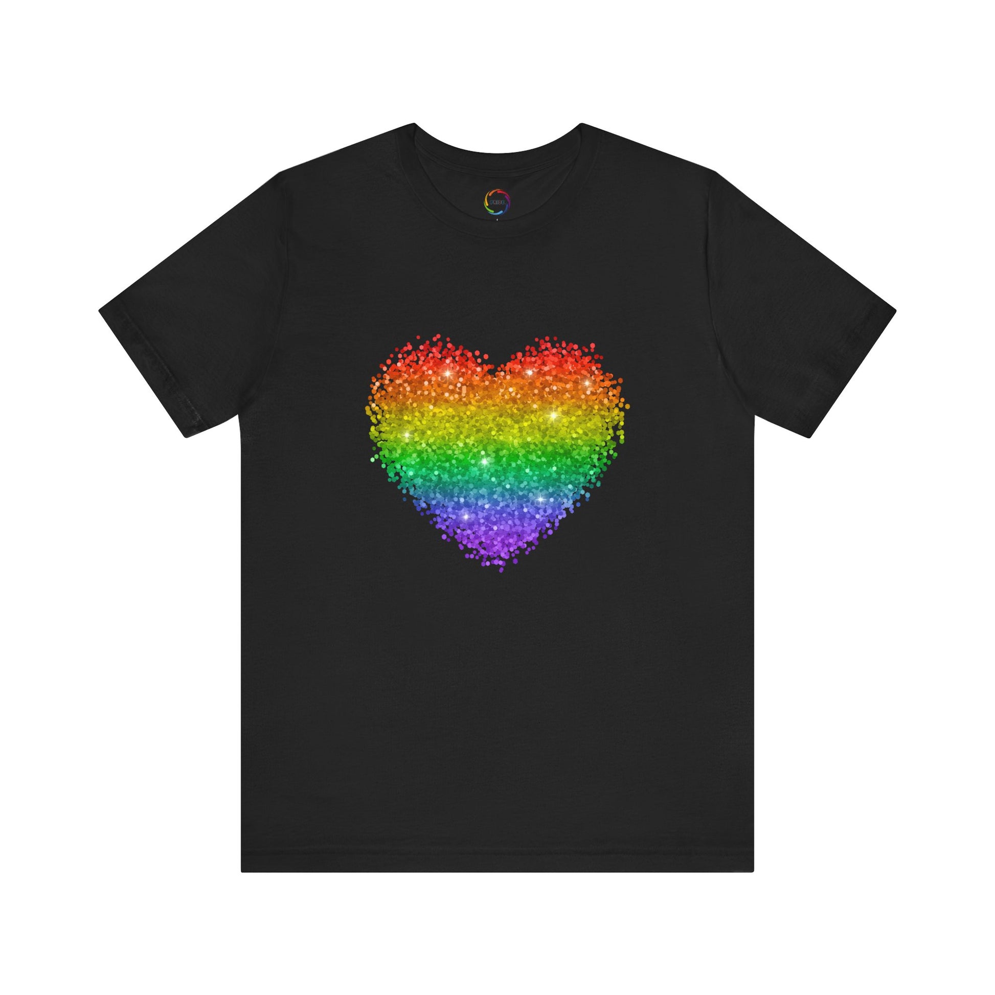 Glitter Rainbow Heart Tee for LGBTQ community