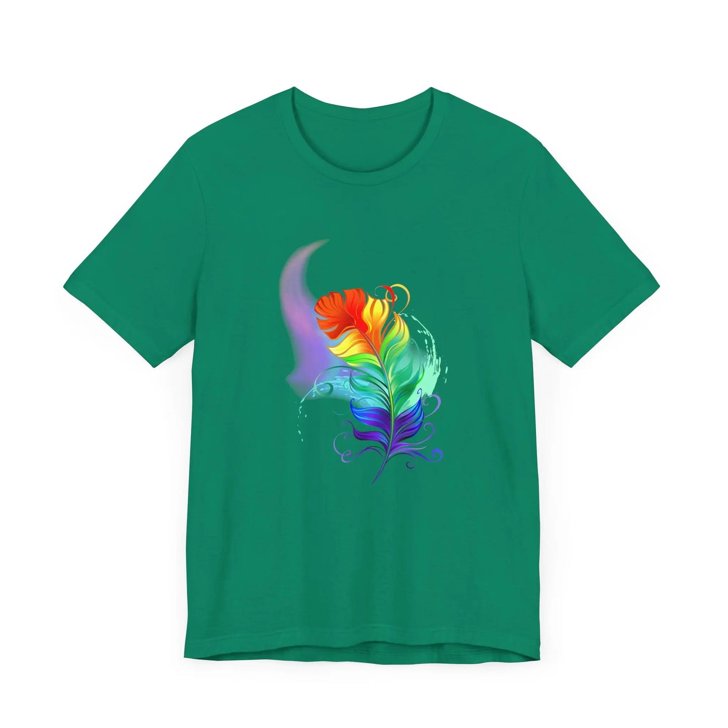 Colorful Feather Unisex T-Shirt - Vibrant Artwork for PRIDE and Self-Expression Printify