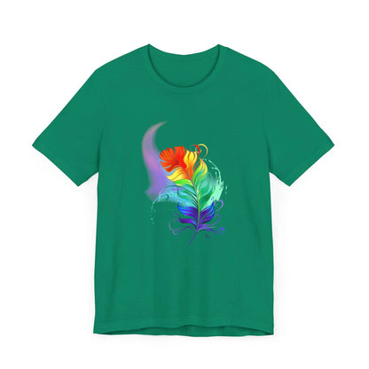 Colorful Feather Unisex T-Shirt - Vibrant Artwork for PRIDE and Self-Expression Printify
