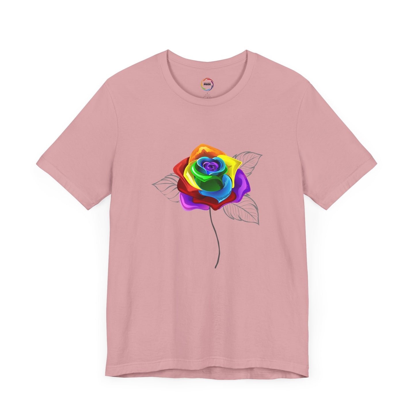 Rainbow Rose Unisex Jersey Tee - Vibrant Floral Design for PRIDE & Everyday Wear