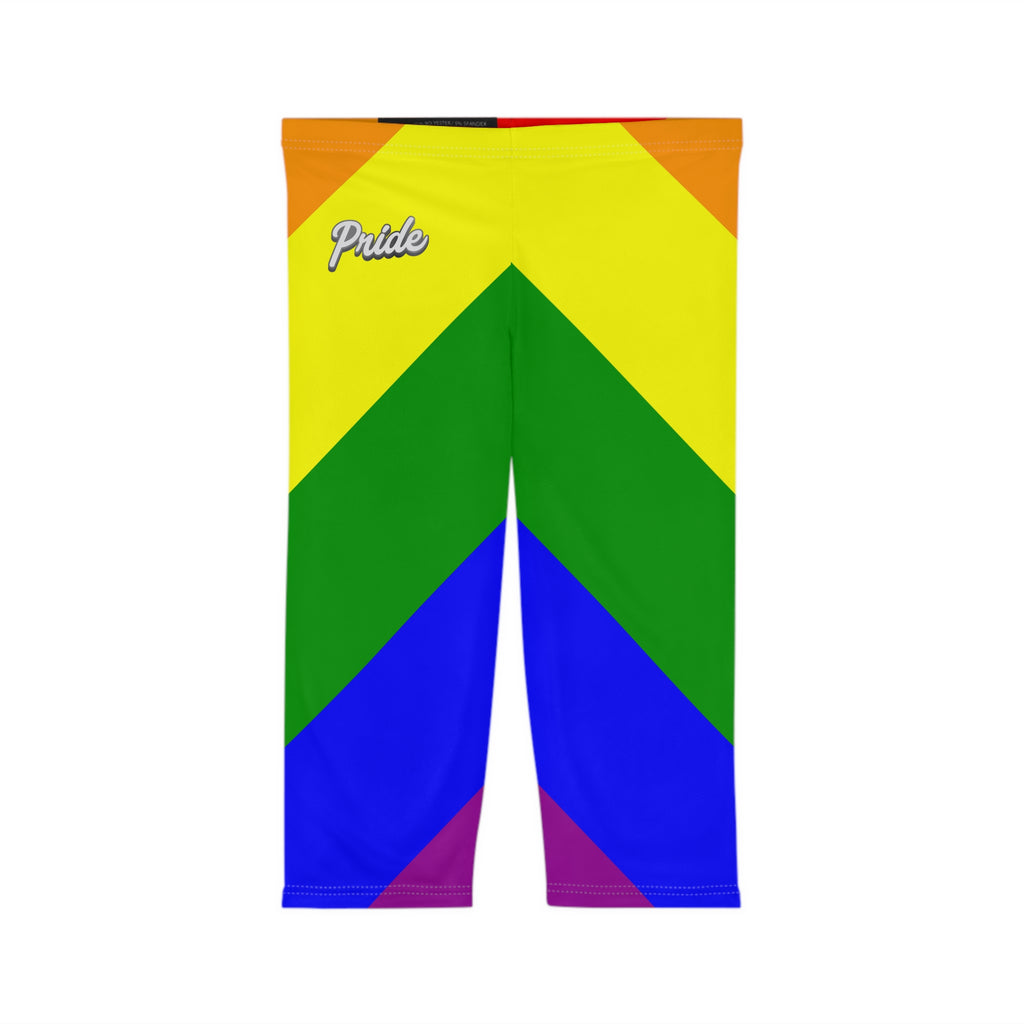 Rainbow Chevron Women’s Capri Leggings - Perfect for PRIDE and Active Wear