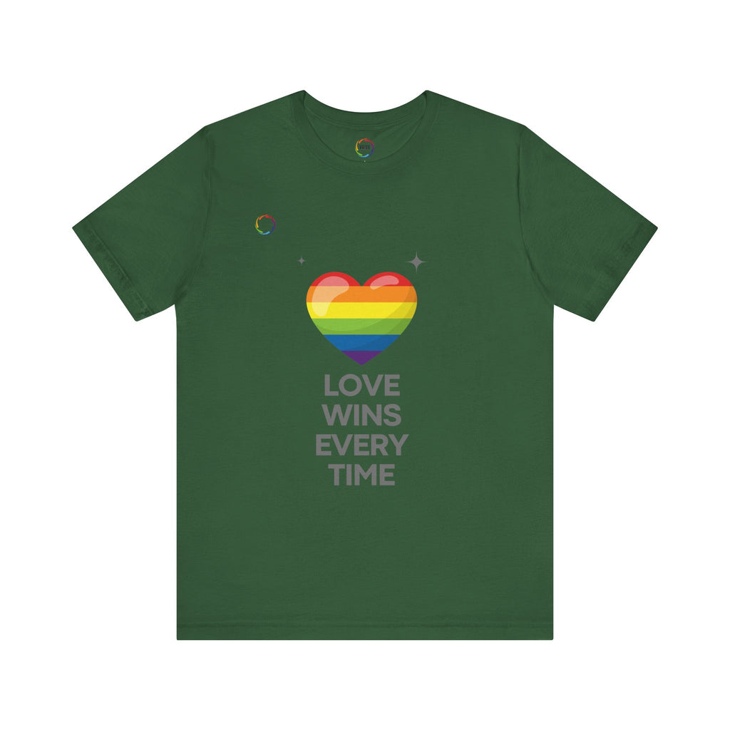 Rainbow Heart Graphic Tee - Love Wins Every Time