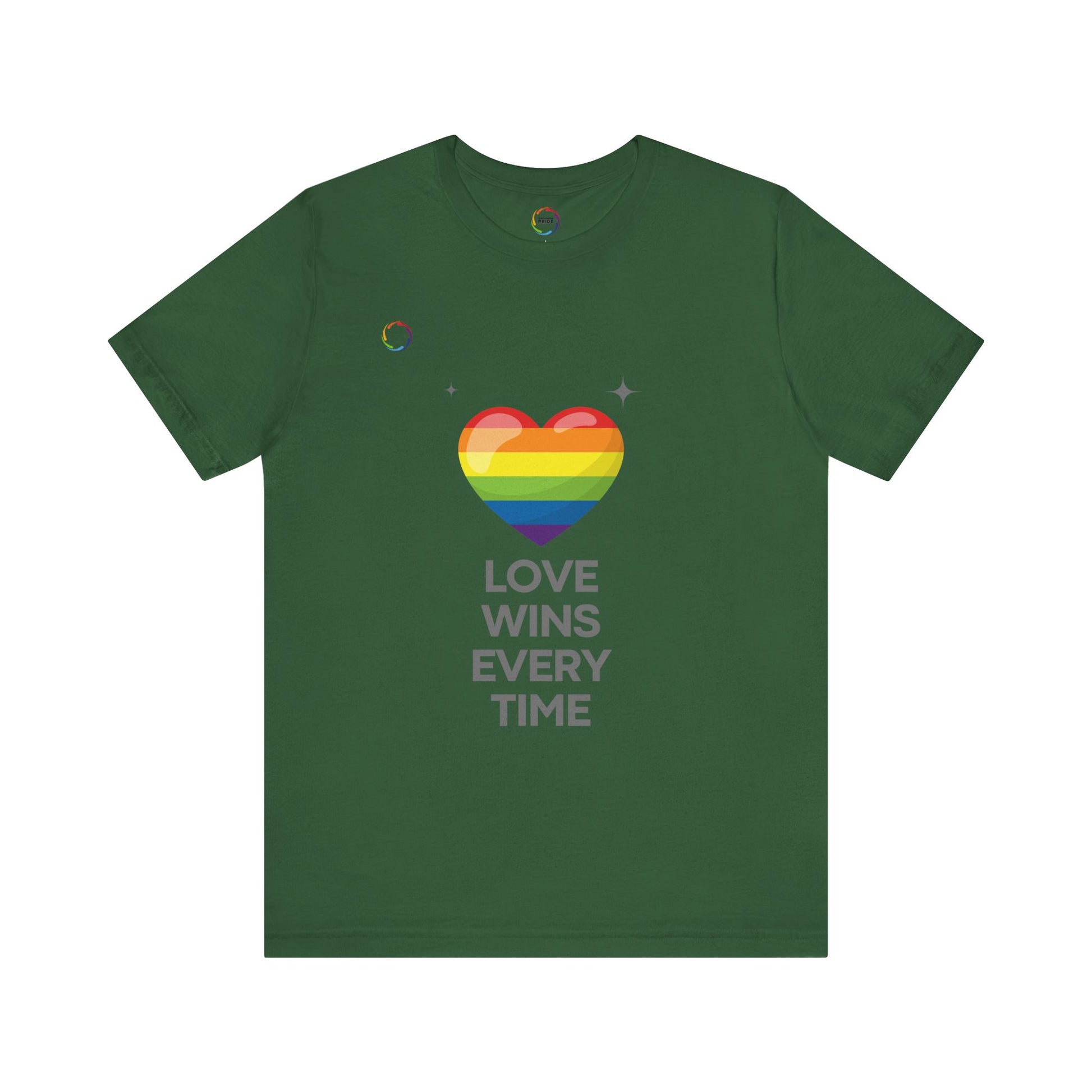 Rainbow Heart Graphic Tee - Love Wins Every Time