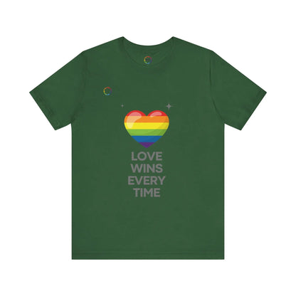 Rainbow Heart Graphic Tee - Love Wins Every Time Printify
