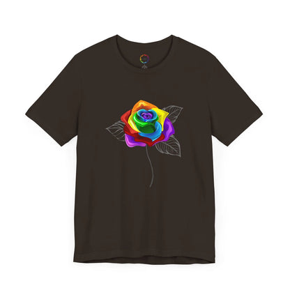 Rainbow Rose Unisex Jersey Tee - Vibrant Floral Design for PRIDE & Everyday Wear Printify